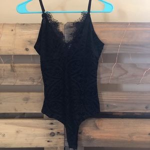 Black Velvet and Lace Bodysuit